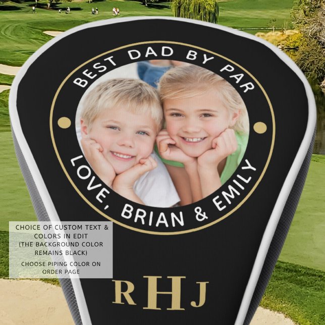 Couvre-club De Golf MEILLEUR PAPA PAR PAR Photo Monogram Black Gold (Créateur téléchargé)