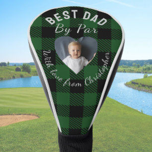 Couvre-club De Golf Meilleur papa par personnalisé Photo plaid vert Bu