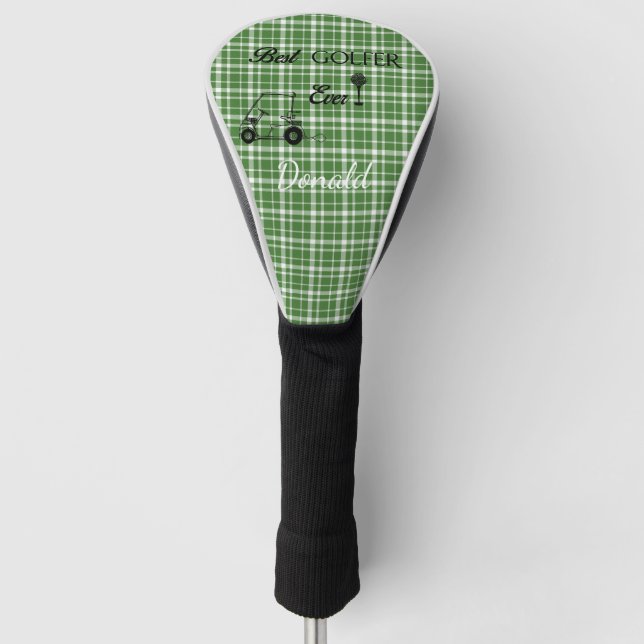 Couvre-club De Golf Meilleur Plaid Vert Golfer (Devant)
