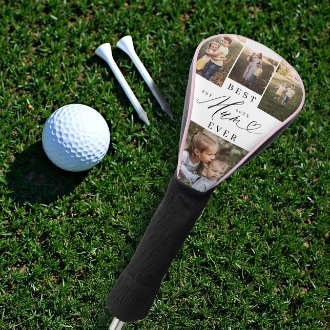 Couvre-club De Golf Meilleure maman Jour Script Fête des Mères Collage (Best Mum Ever Script Mother's Day Photo Collage Golf Head Cover)