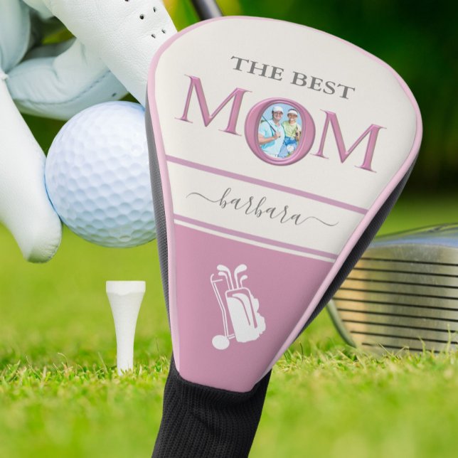 Couvre-club De Golf Meilleure Maman Photo Stylish Pink Lavender Lettre (Créateur téléchargé)