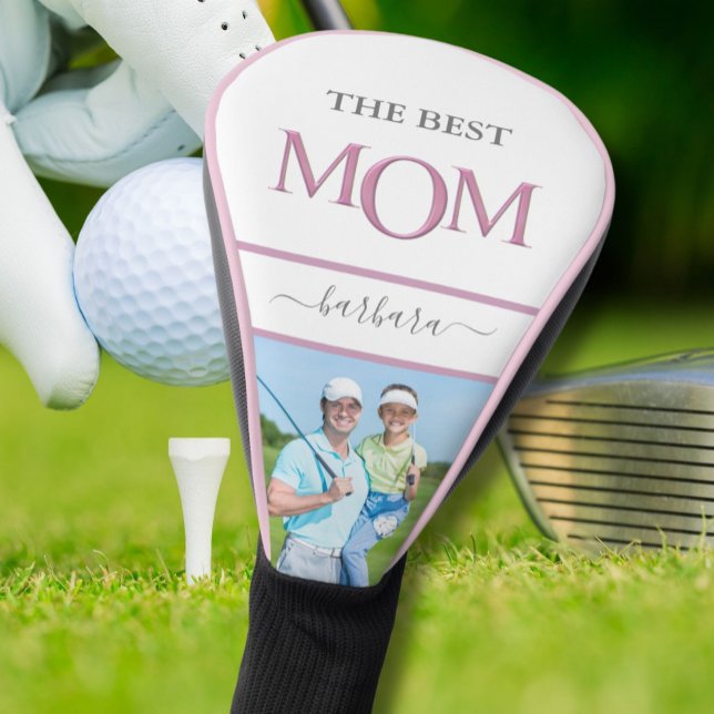 Couvre-club De Golf Meilleure Maman Photo Stylish Pink Lavender Lettre (Créateur téléchargé)