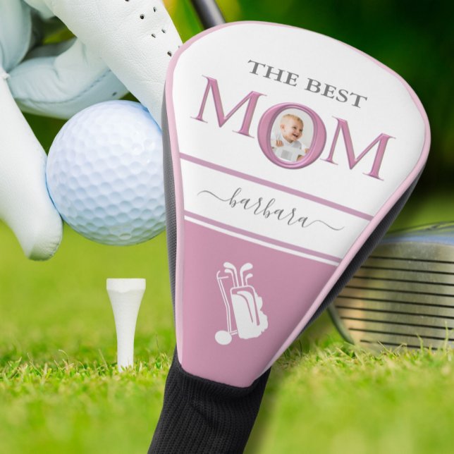 Couvre-club De Golf Meilleure Maman Photo Stylish Pink Lavender Lettre (Créateur téléchargé)