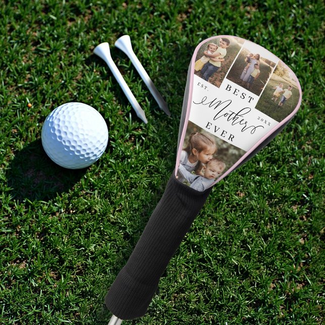 Couvre-club De Golf Meilleure Mère du Monde Script Collage de photos p (Best Mother Ever Script Mother's Day Photo Collage Golf Head Cover)