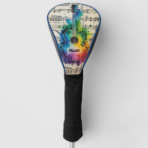 Couvre-club De Golf Mélodie colorée : Guitare peinte sur musique Vinta