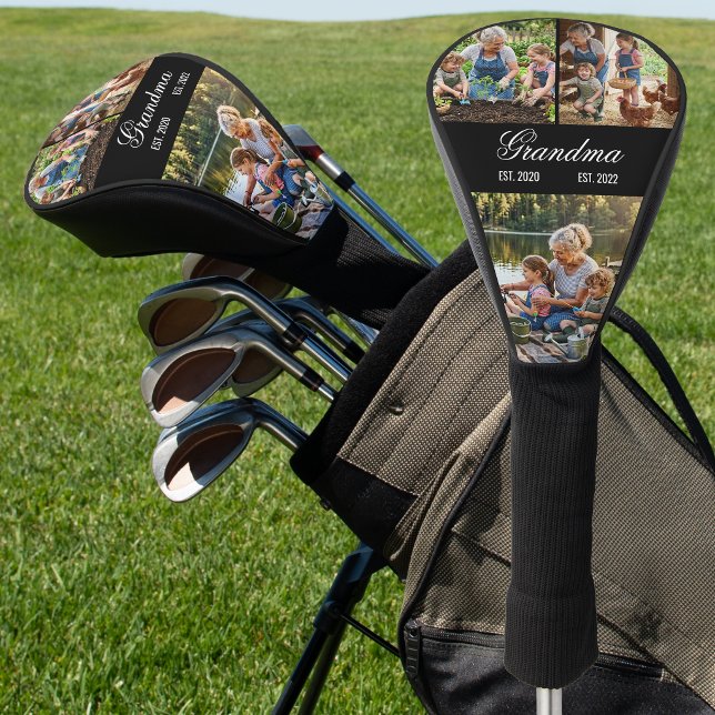Couvre-club De Golf Mémé Collage de Photos Souvenir (Grandma Established Photo Collage Keepsake Golf Head Cover)