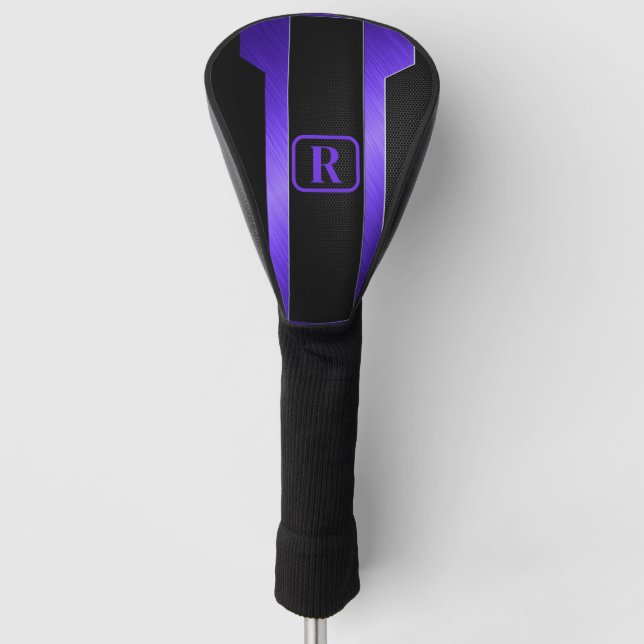 Couvre-club De Golf Métal violet lisse monogrammé (Devant)