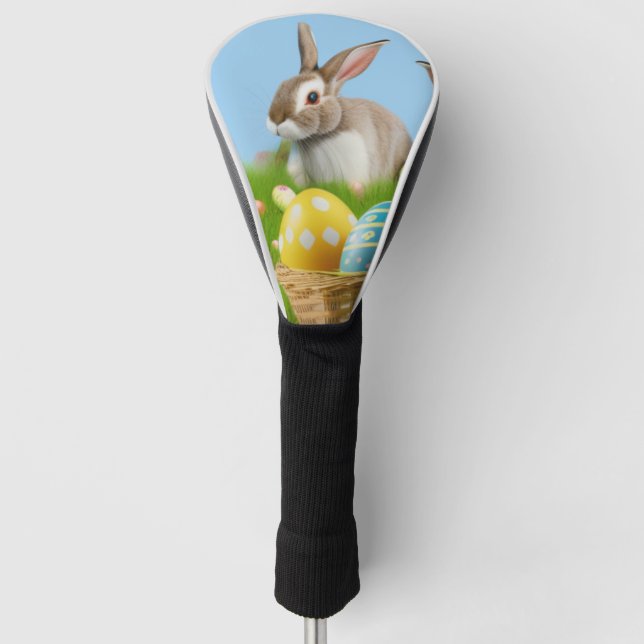 Couvre-club De Golf Mignonne Bunnyfor Pâques pour une humeur positive (Devant)