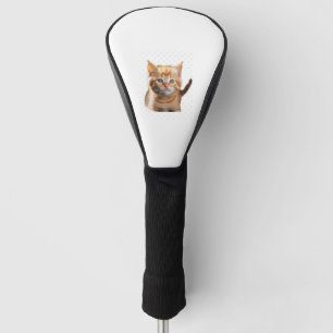 Couvre-club De Golf Mignonne orange avec des rayures munchkin chat. T-