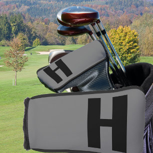 Couvre-club De Golf Minimaliste surdimensionné gris et noir initial