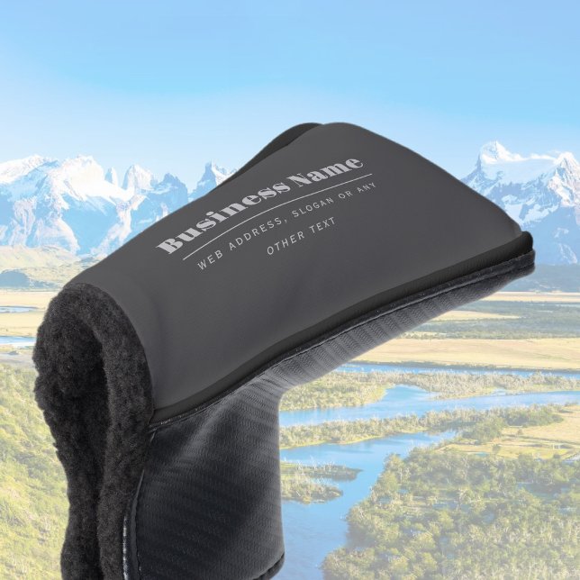 Couvre-club De Golf Modèle de texte rétro-modern éditable | Gris foncé (Créateur téléchargé)