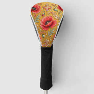 Couvre-club De Golf Modèle fleur de pavot doré