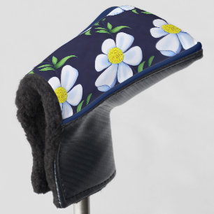 Couvre-club De Golf Modèle floral bleu et blanc de la marine