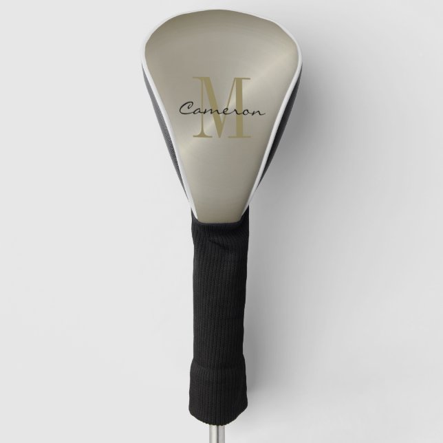 Couvre-club De Golf Modern Elegant Gold On Silver  Personalized Gift (Devant)