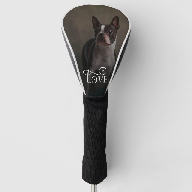 Couvre-club De Golf Modern Love Custom Dog Pets Photo Monogram (Devant)