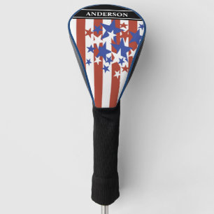 Couvre-club De Golf Modern Patriotic American Flag Ajouter un nom