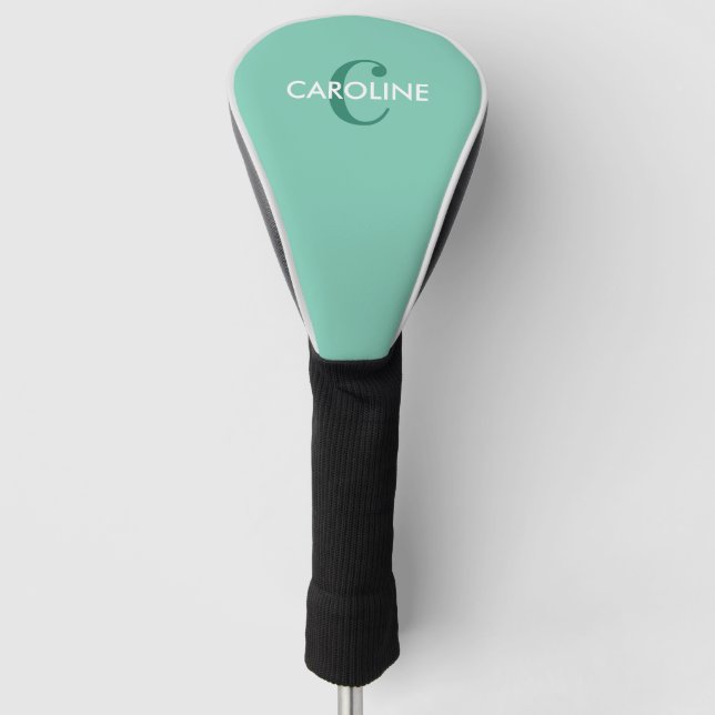 Couvre-club De Golf Moderne Classique Initiale Turquoise (Devant)