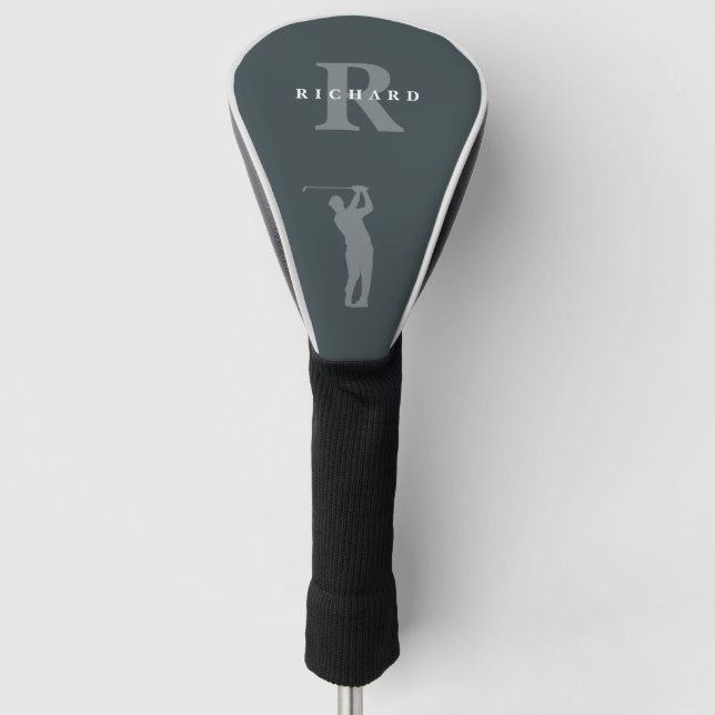 Couvre-club De Golf Moderne Classique Simple Monogrammé Vert Personnal (Devant)
