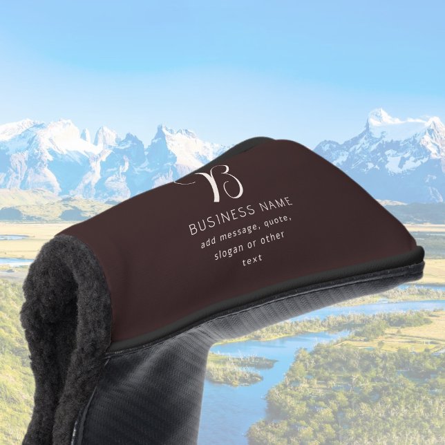 Couvre-club De Golf Moderne Élégant Nom commercial Monogramme | Brun f (Créateur téléchargé)