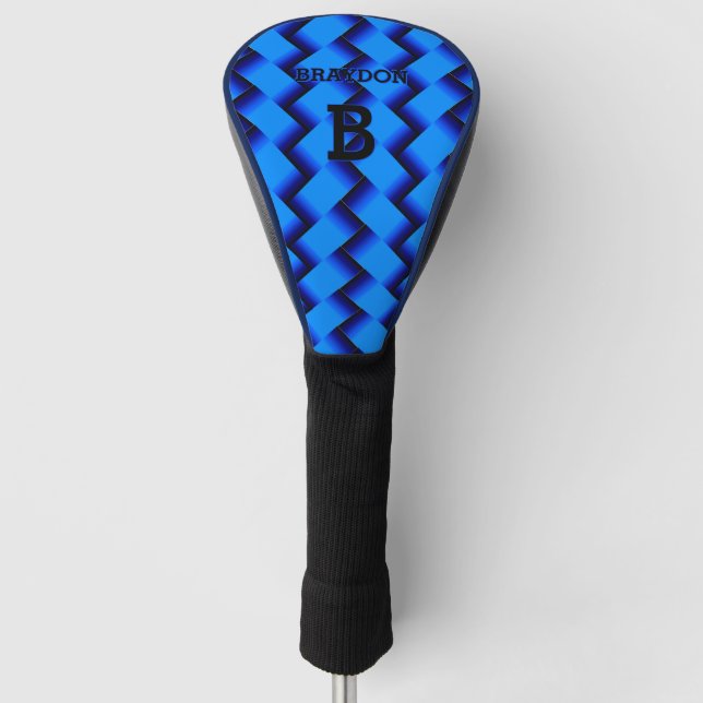 Couvre-club De Golf Modifier le nom initial Ajouter le nom Blue Woven  (Devant)