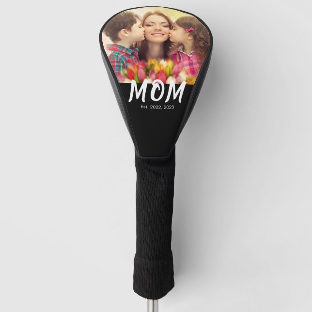 Couvre-club De Golf Mom Established Elegant Bold Font Black Photo (Devant)