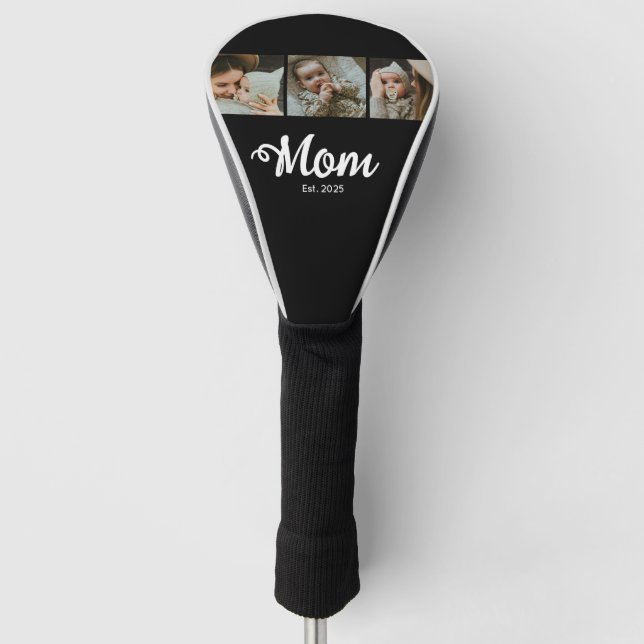 Couvre-club De Golf Mom Established Modern Bold Script Black 3 Photo (Devant)
