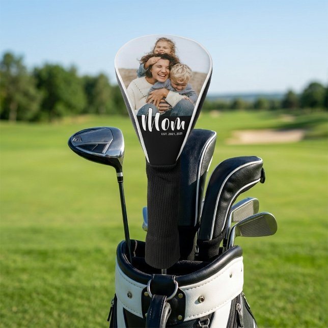 Couvre-club De Golf Mom Established Modern Script Photo (Mom Established Modern Script Photo Golf Head Cover)