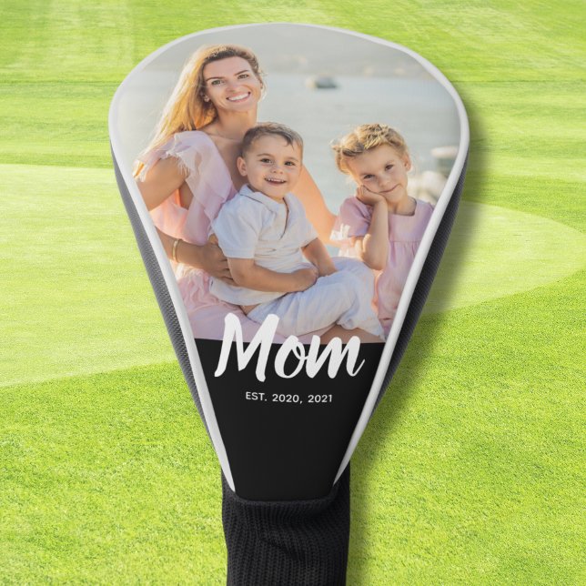 Couvre-club De Golf Mom Established Modern Script Photo (Personalize with photo and Year(s))