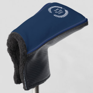 Couvre-club De Golf Monogram Blue Tones Laurel Wreath