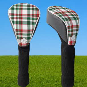Couvre-club De Golf Monogram Christmas Rouge Et Vert à Carreaux