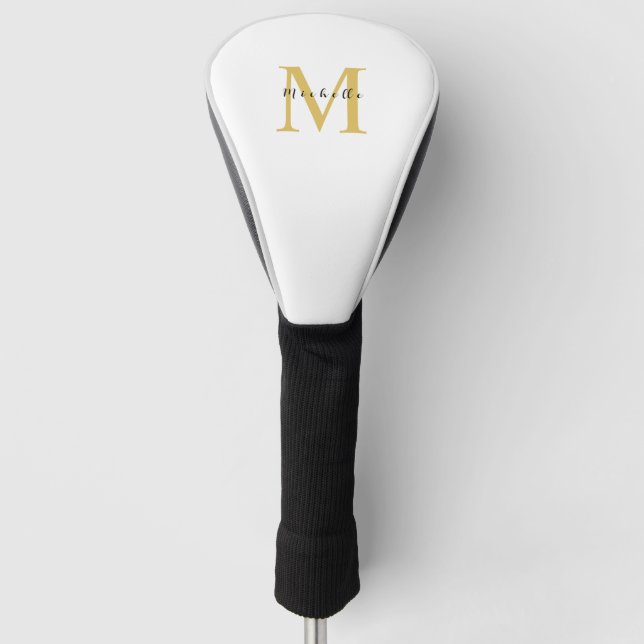 Couvre-club De Golf Monogram Gold Couleur Votre Nom Cadeau spécial Bie (Devant)