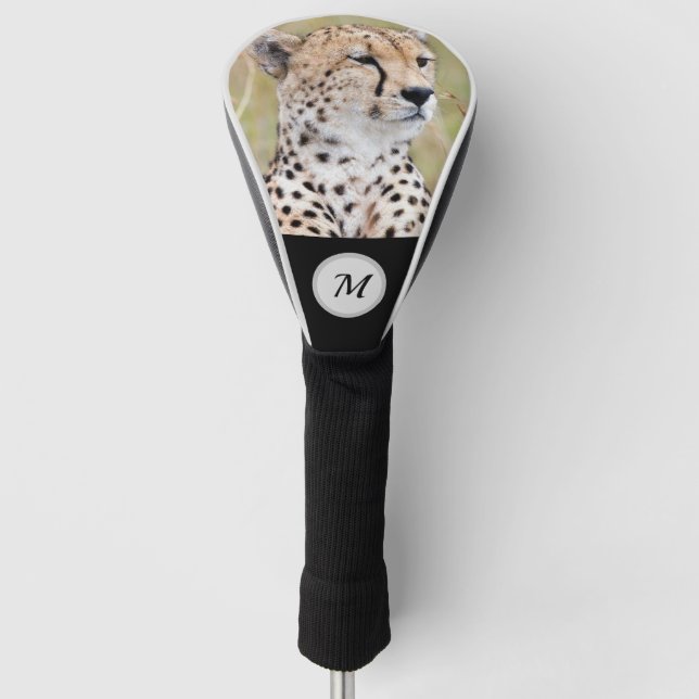 Couvre-club De Golf Monogram La faune de Cheetah personnalisée (Devant)