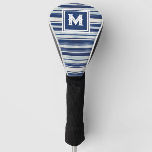 Couvre-club De Golf Monogramme à rayures bleues et blanches