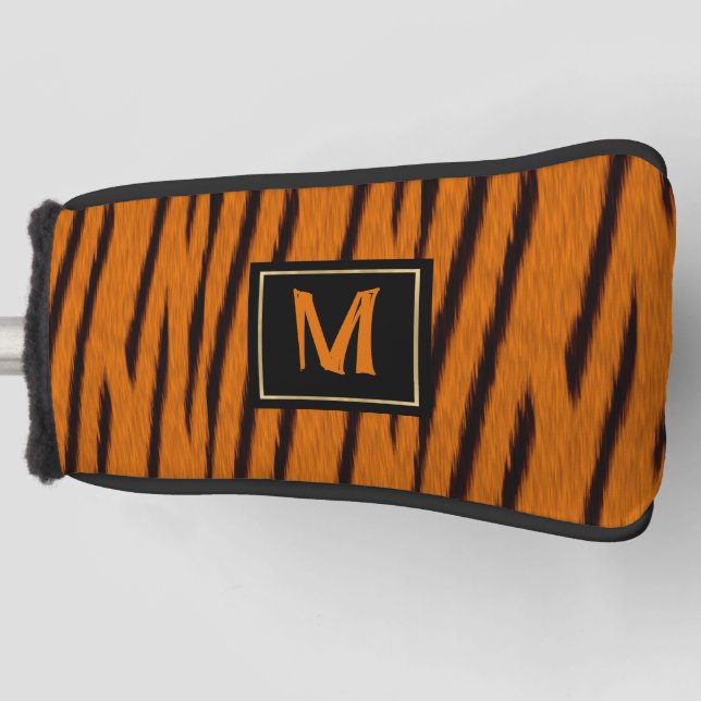 Couvre-club De Golf Monogramme à rayures de tigres (Devant)