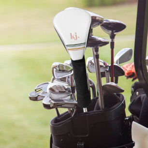 Couvre-club De Golf Monogramme à rayures rétro chic