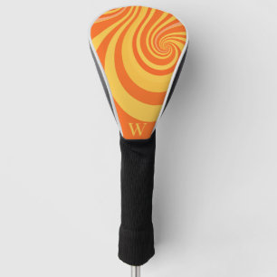 Couvre-club De Golf Monogramme à torsion rétro orange