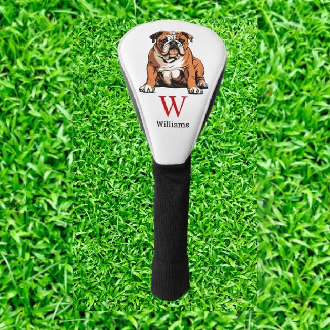 Couvre-club De Golf Monogramme anglais Bulldog (Show off your love for English Bulldogs on the golf course with our stylish monogram golf head cover)