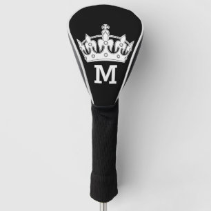 Couvre-club De Golf Monogramme blanc de couronne personnalisé