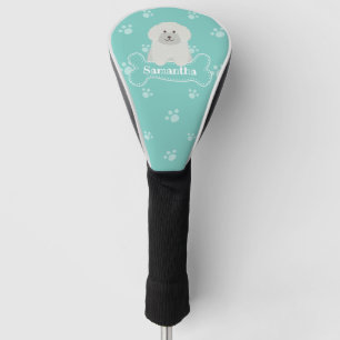 Couvre-club De Golf Monogramme blanc pelucheux mignon d'amant de chiot