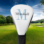 Couvre-club De Golf Monogramme bleu initial et nom personnalisé<br><div class="desc">Housse de tête de golf imprimée sur mesure personnalisée avec votre nom et monogramme initial ou autre texte personnalisé. Utilisez les outils de conception pour choisir n'importe quelle couleur arrière - plan, modifier les polices et les couleurs ou télécharger vos propres photos pour créer un cadeau unique d'une nature pour...</div>