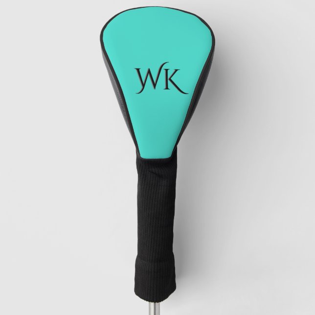 Couvre-club De Golf Monogramme bleu turquoise solide (Devant)