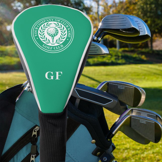 Couvre-club De Golf Monogramme classique Nom personnalisé Vert (Créateur téléchargé)