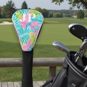 Couvre-club De Golf Monogramme coloré Feuilles tropicaux personnalisés
