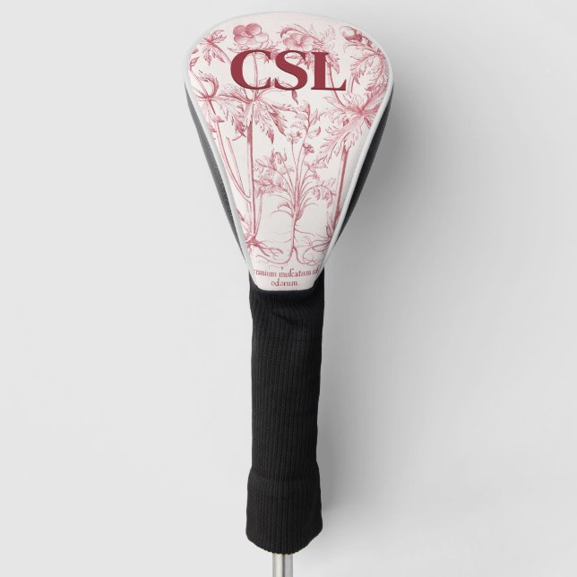 Couvre-club De Golf Monogramme d'art Vintage rose (Devant)
