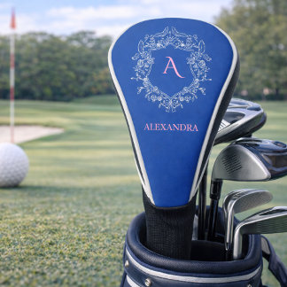 Couvre-club De Golf Monogramme de blason classique élégant et féminin