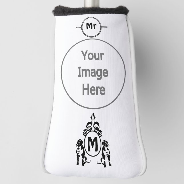 Couvre-club De Golf Monogramme de chien à deux gardes (Tourné à 90°)