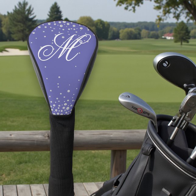 Couvre-club De Golf Monogramme de diamants violets personnalisés (Créateur téléchargé)
