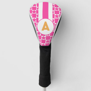 Couvre-club De Golf Monogramme de fleurs roses rétro