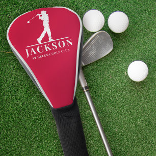 Couvre-club De Golf Monogramme de golf personnalisé rouge