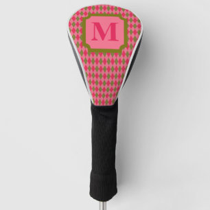 Couvre-club De Golf Monogramme de Jacquard rose et diamant vert rose r